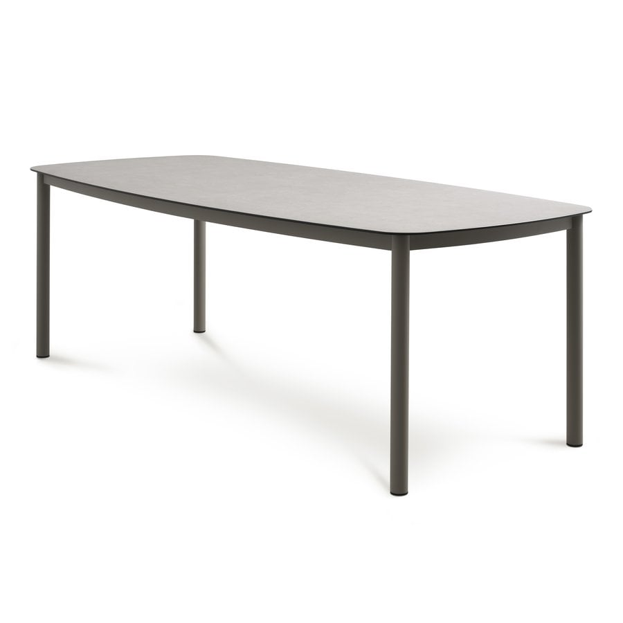 Crete Udendørs Spisebord med Stel i Aluminium & Bordplade i Matteret Glas fra Lexpo Living | Sand | 100x220 cm hos uniquebeds, home & living - Billede 1