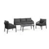 Cuba Udendørs Loungesæt i Aluminium & Reb fra Lexpo Living | Sand, Anthracite | Loungesofa + 2x Loungestole + Sofabord hos uniquebeds, home & living - Billede 1