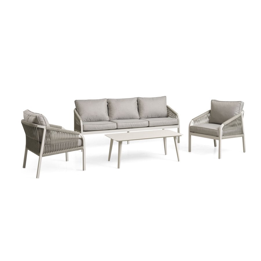 Cuba Udendørs Loungesæt i Aluminium & Reb fra Lexpo Living | Sand, Anthracite | Loungesofa + 2x Loungestole + Sofabord hos uniquebeds, home & living - Billede 3