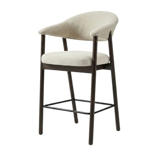 ELK Counterstol i Sand Polyester & Ben i Mørk Espresso Egetræ fra Unique Furniture | D56xB57xH104 cm - Billede 1