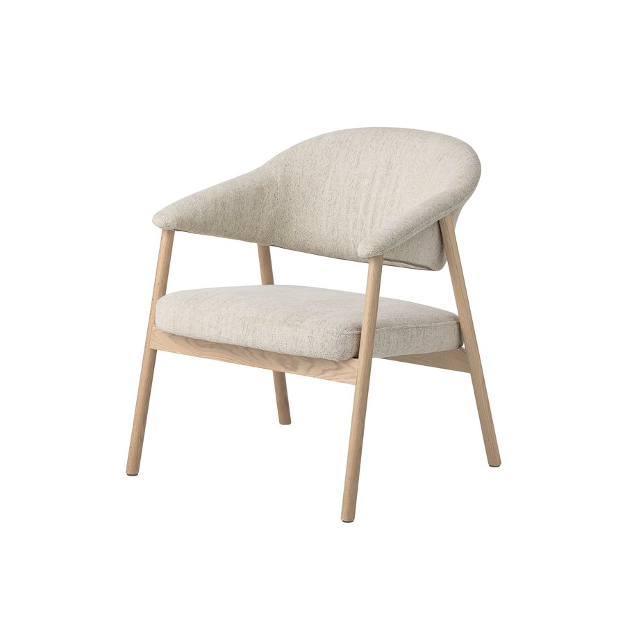 elk-lounge-lnestol-i-sand-polyester-ben-i-hvidpigmenteret-egetr-fra-un-1 Elk Lounge Lænestol i Sand Polyester & Ben i Hvidpigmenteret Egetræ fra Unique Furniture | D71xB68.5xH76 cm - Billede 1
