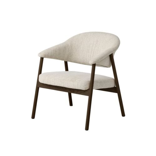 Elk Loungestol i Sand Polyester & Ben i Mørk Espresso Egetræ fra Unique Furniture | D71xB68,5xH76 cm - Billede 1