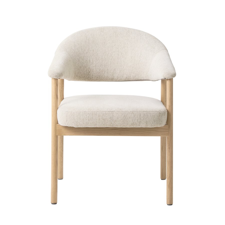 Elk Spisebordsstol i Sand Polyester & Ben i Hvidpigmenteret Egetræ fra Unique Furniture | B63xD63xH81 cm - Billede 2