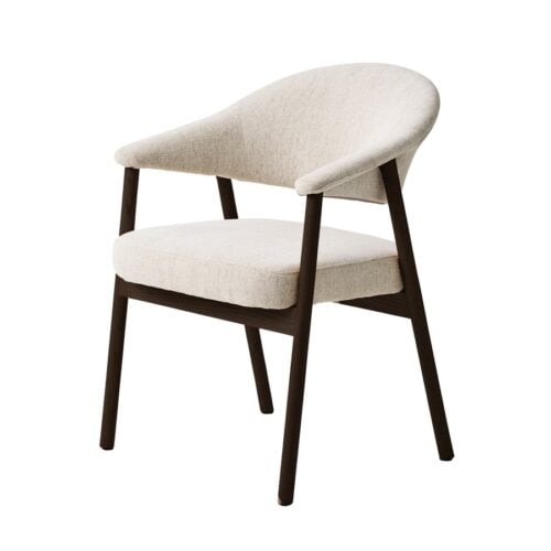 ELK Spisebordsstol i Sand Polyester & Ben i Mørk Espresso Egetræ fra Unique Furniture | B63xD63xH81 cm - Billede 1