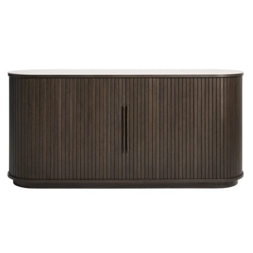 Enna Sideboard i Dark Espresso Egetræ & Sand Keramik fra Unique Furniture | B165xD45xH76 cm - Billede 1