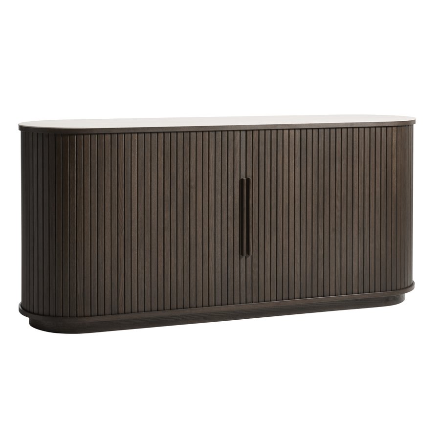 Enna Sideboard i Dark Espresso Egetræ & Sand Keramik fra Unique Furniture | B165xD45xH76 cm - Billede 2