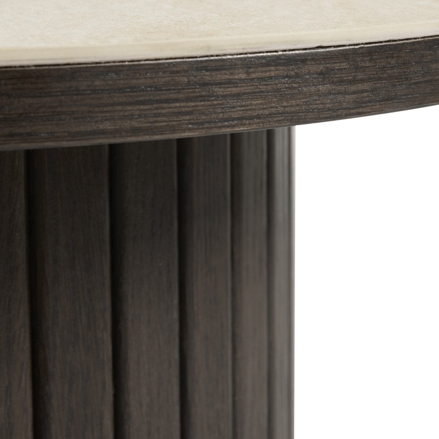 Enna Søjlebord i Mørk Espresso Egetræ & Sand Keramik fra Unique Furniture | Ø50x55 cm - Billede 3