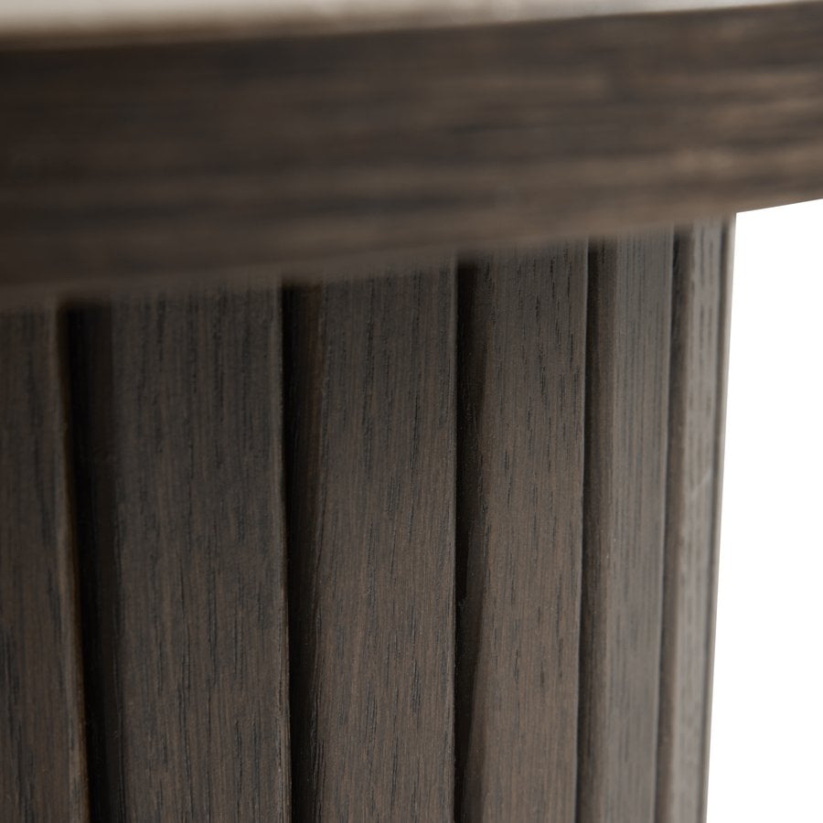 Enna Søjlebord i Mørk Espresso Egetræ & Sand Keramik fra Unique Furniture | Ø50x55 cm - Billede 4