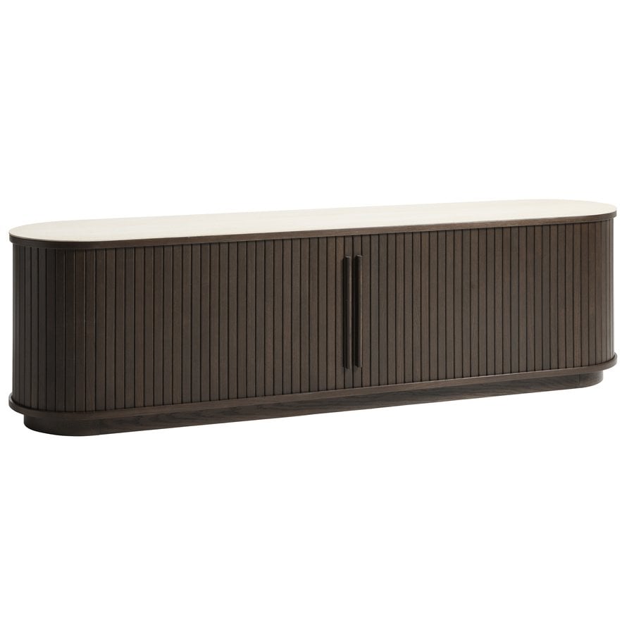 Enna TV Bænk i Mørk Espresso Egetræ & Sand Keramik fra Unique Furniture | D40xB180xH50 cm - Billede 2