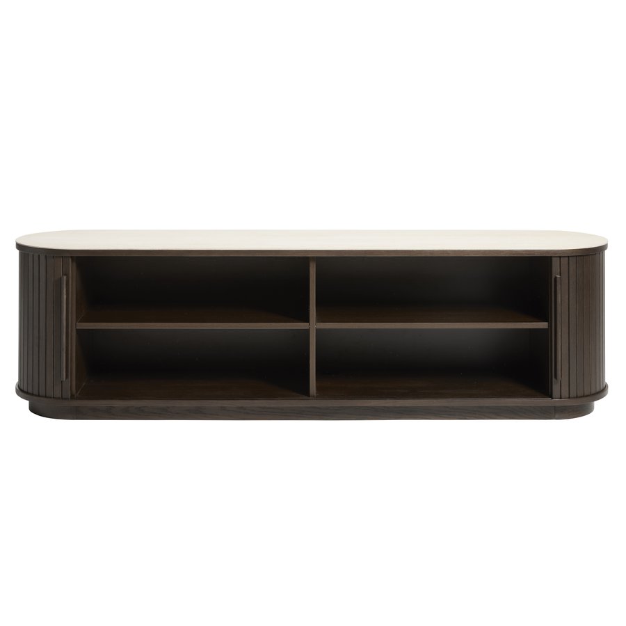 Enna TV Bænk i Mørk Espresso Egetræ & Sand Keramik fra Unique Furniture | D40xB180xH50 cm - Billede 4
