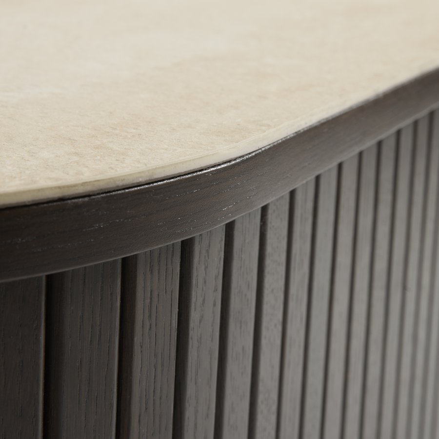 Enna TV Bænk i Mørk Espresso Egetræ & Sand Keramik fra Unique Furniture | D40xB180xH50 cm - Billede 8
