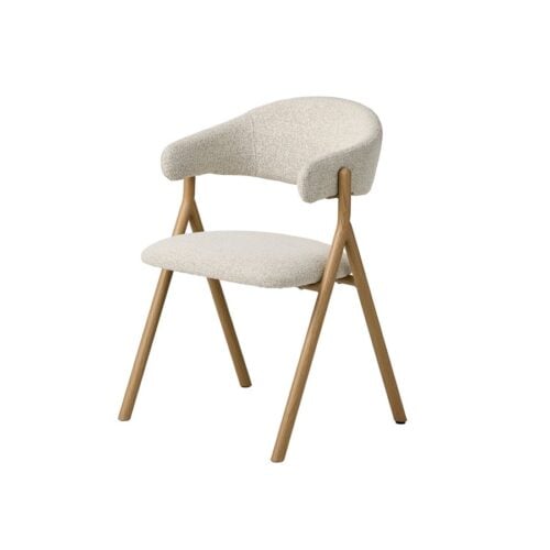 Frances Spisebordsstol i Off White Polyester & Ben i Natur Egetræ & Metal fra Unique Furniture | B58xD57,5xH82 cm - Billede 1
