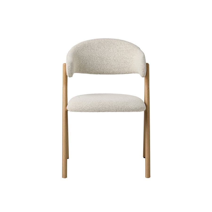 Frances Spisebordsstol i Off White Polyester & Ben i Natur Egetræ & Metal fra Unique Furniture | B58xD57,5xH82 cm - Billede 2