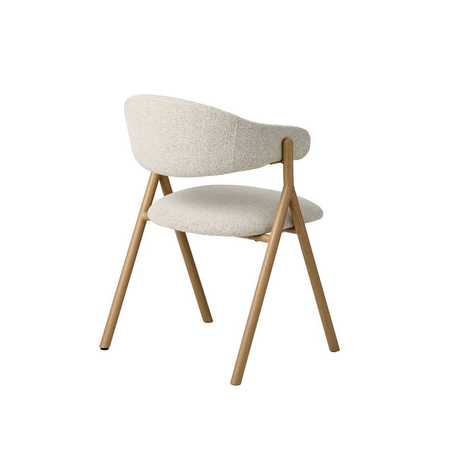 Frances Spisebordsstol i Off White Polyester & Ben i Natur Egetræ & Metal fra Unique Furniture | B58xD57,5xH82 cm - Billede 4