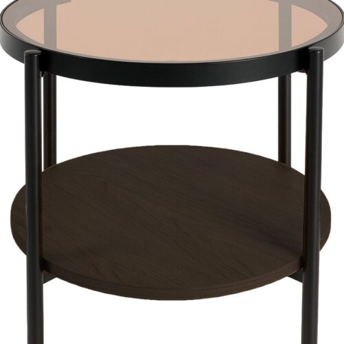 Hassel Sidebord i Tawny Espresso Melamin & Glas & Stel i Sort Metal fra Unique Furniture | Ø48x50 cm - Billede 1