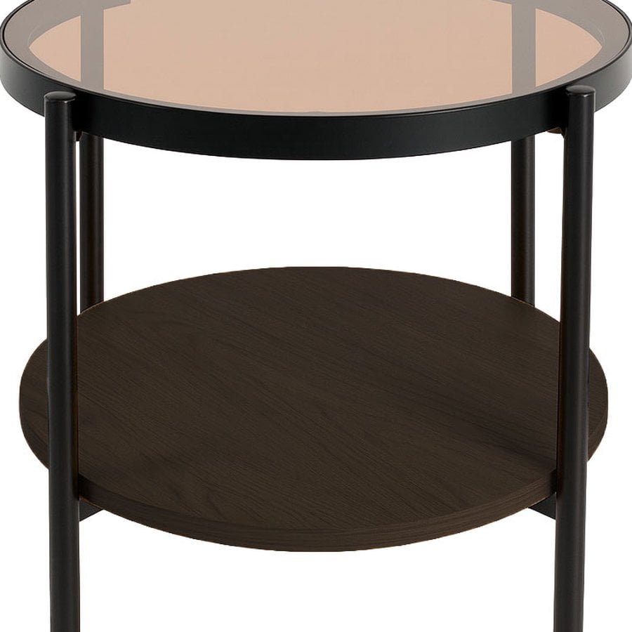 Hassel Sidebord i Tawny Espresso Melamin & Glas & Stel i Sort Metal fra Unique Furniture | Ø48x50 cm - Billede 1