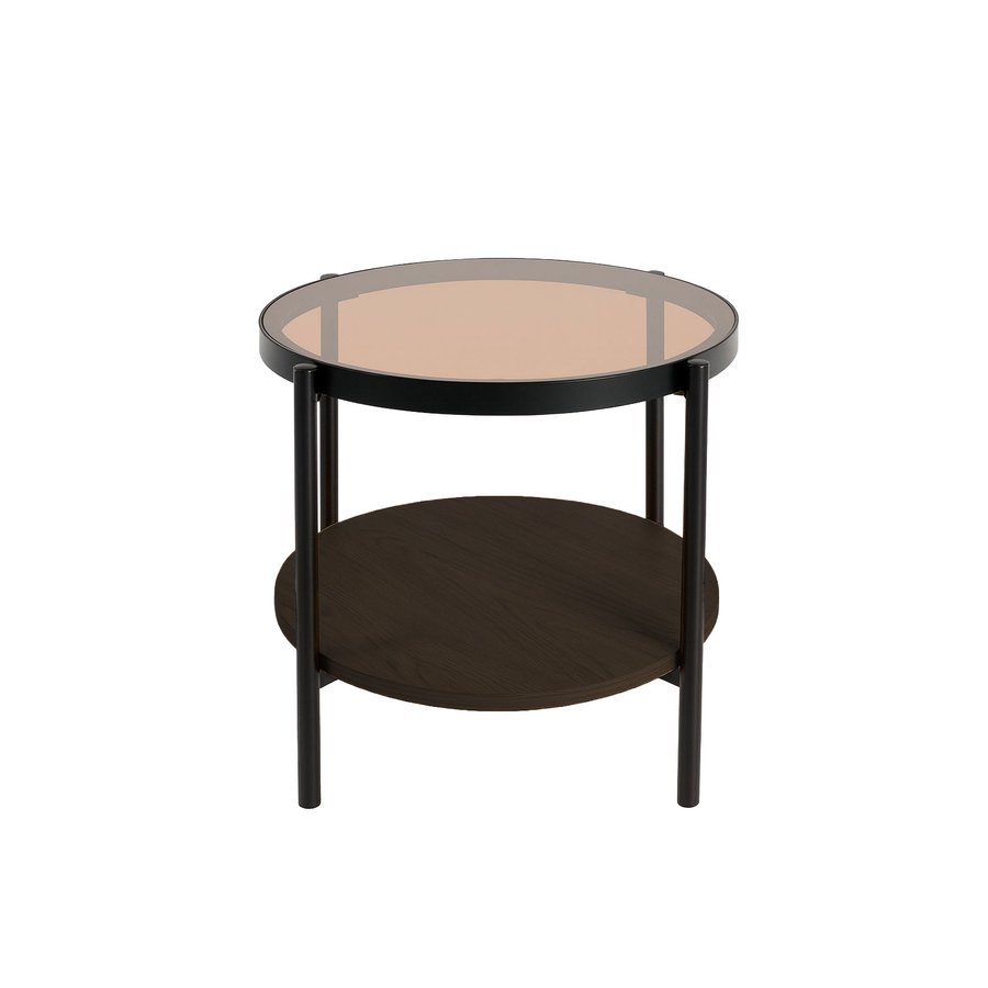 Hassel Sidebord i Tawny Espresso Melamin & Glas & Stel i Sort Metal fra Unique Furniture | Ø48x50 cm - Billede 2