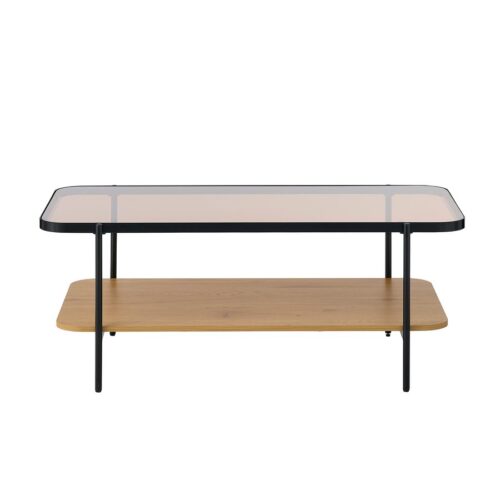 Hassel Sofabord i Tawny Egetræ & Glas & Stel i Sort Metal fra Unique Furniture | B120xD60xH45 cm - Billede 1