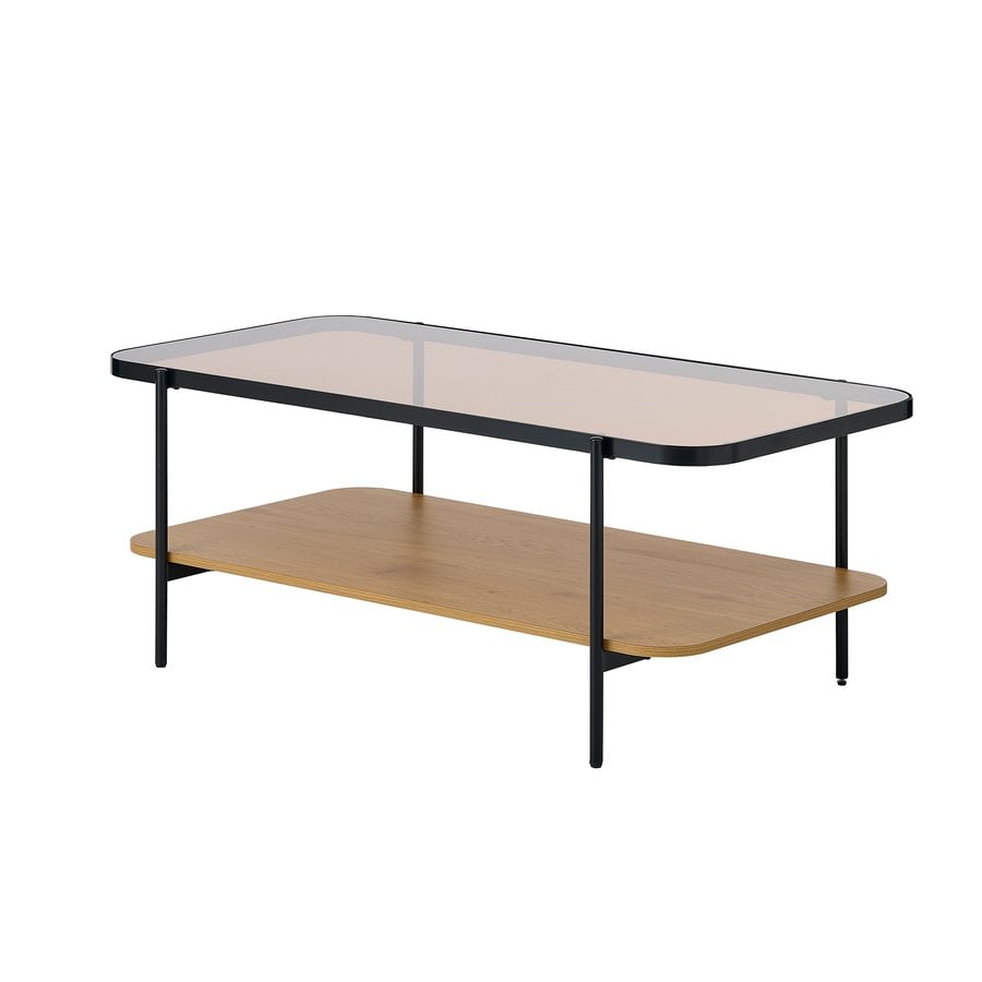 Hassel Sofabord i Tawny Egetræ & Glas & Stel i Sort Metal fra Unique Furniture | B120xD60xH45 cm - Billede 2