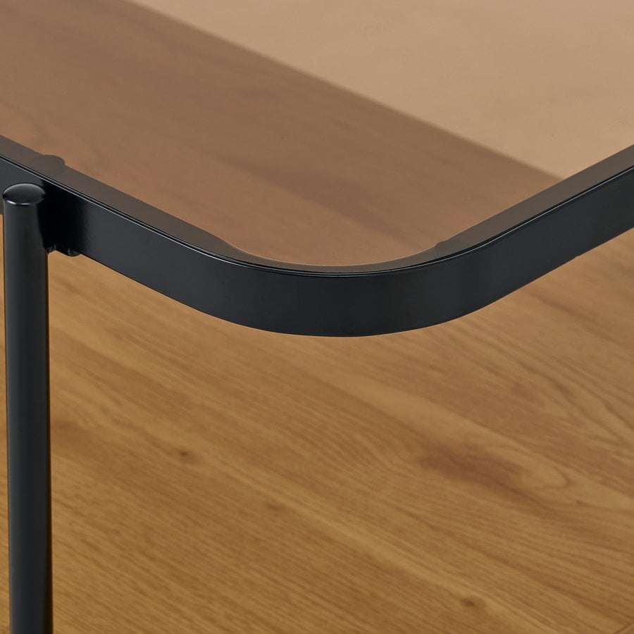 Hassel Sofabord i Tawny Egetræ & Glas & Stel i Sort Metal fra Unique Furniture | B120xD60xH45 cm - Billede 3