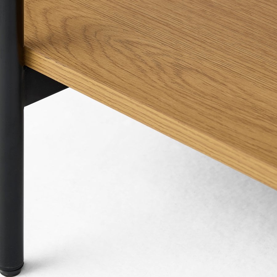 Hassel Sofabord i Tawny Egetræ & Glas & Stel i Sort Metal fra Unique Furniture | B120xD60xH45 cm - Billede 5