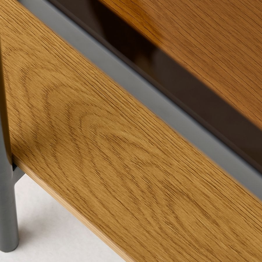 Hassel Sofabord i Tawny Egetræ & Glas & Stel i Sort Metal fra Unique Furniture | B120xD60xH45 cm - Billede 6