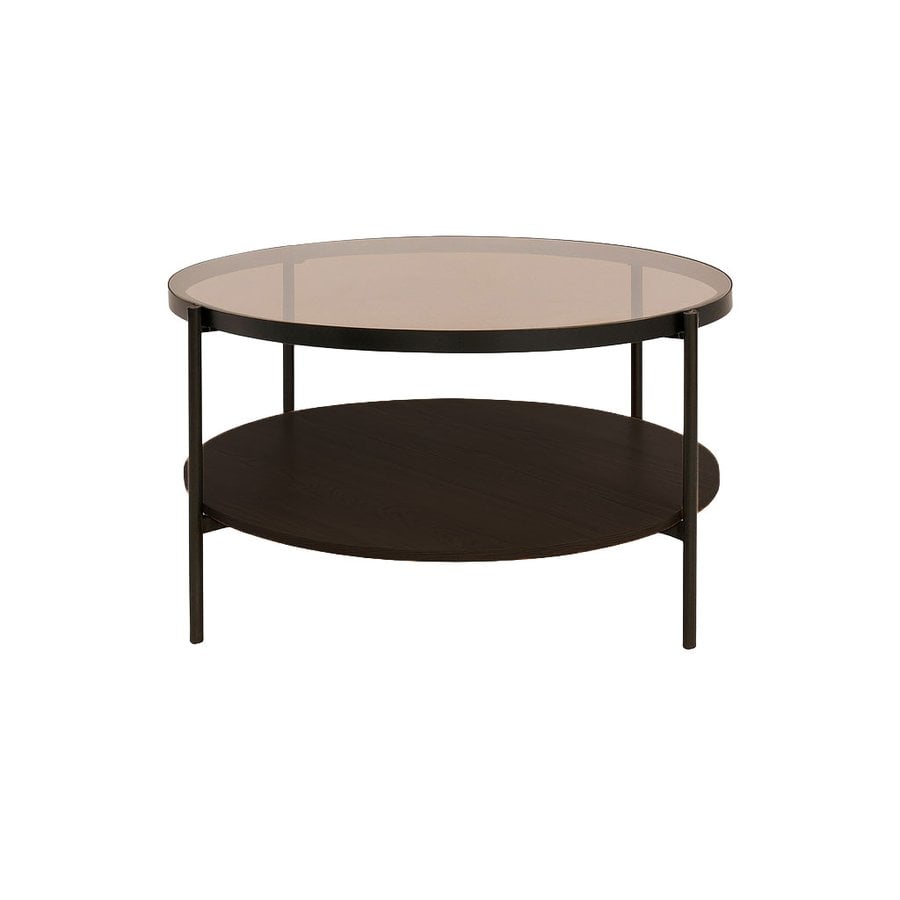 Hassel Sofabord i Tawny Espresso Melamin & Glas med Stel i Sort Metal fra Unique Furniture | Ø84xH45,5 cm - Billede 2