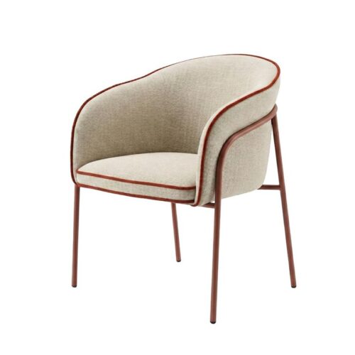 LICHEN Lænestol i Sand Polyester & Ben i Kastanjetræ fra Unique Furniture | B61,5xD61xH81 cm - Billede 1