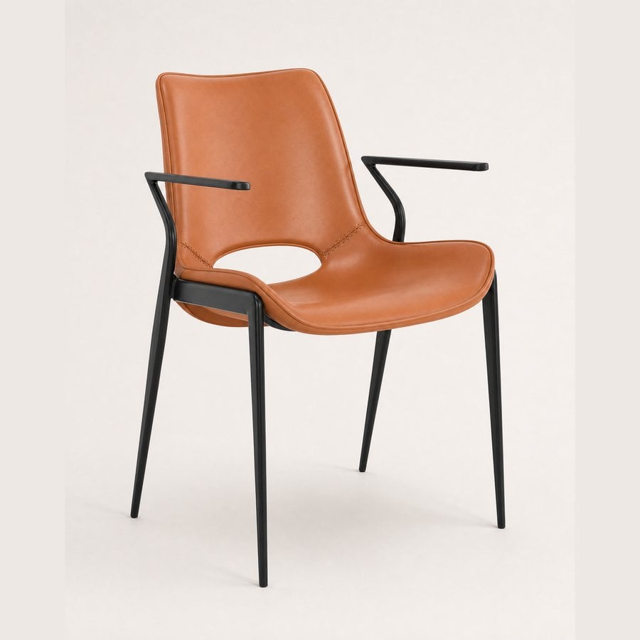 liva-armstol-i-cognac-kernelder-pu-stel-i-sort-metal-fra-hundevad-co-1 Liva Armstol i Cognac Kernelæder & PU & Stel i Sort Metal fra Hundevad & Co - Billede 1