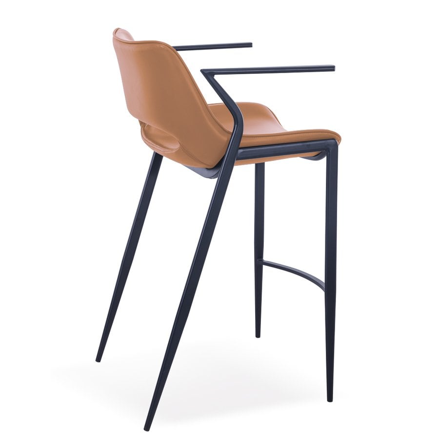 Liva Barstol i Cognac Kernelæder & PU & Stel i Sort Metal fra Hundevad & Co | H75 cm - Billede 3