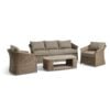 Maderia Udendørs Loungesæt i Polyrattan med Hynder fra Lexpo Living | Beige/Neutral | Sofa + 2x Loungestole + Sofabord hos uniquebeds, home & living - Billede 1