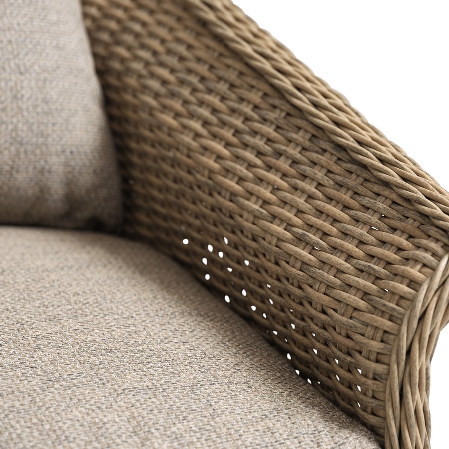Maderia Udendørs Loungesæt i Polyrattan med Hynder fra Lexpo Living | Beige/Neutral | Sofa + 2x Loungestole + Sofabord hos uniquebeds, home & living - Billede 3