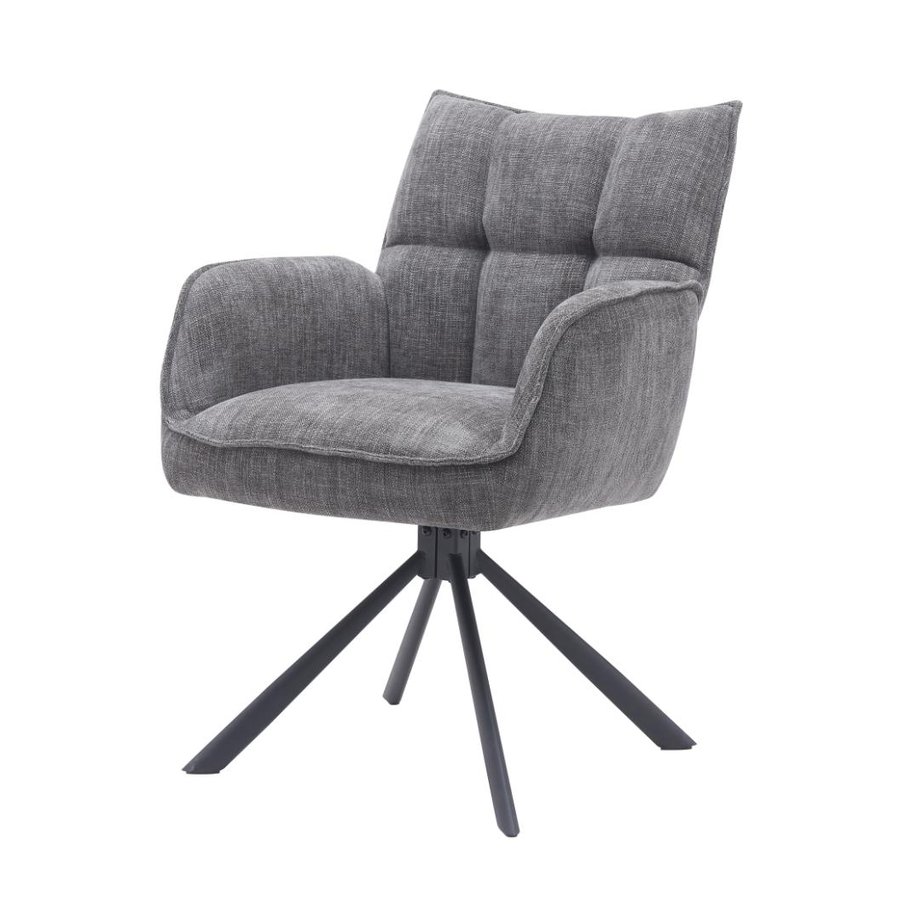 Marilla Lænestol i Graphite Polyester med Drejefunktion & Ben i Sort Metal fra Unique Furniture | B59xD65xH88 cm - Billede 2