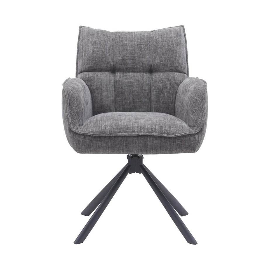 Marilla Lænestol i Graphite Polyester med Drejefunktion & Ben i Sort Metal fra Unique Furniture | B59xD65xH88 cm - Billede 3