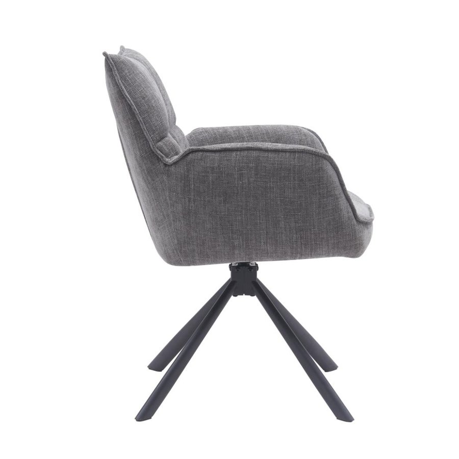 Marilla Lænestol i Graphite Polyester med Drejefunktion & Ben i Sort Metal fra Unique Furniture | B59xD65xH88 cm - Billede 4