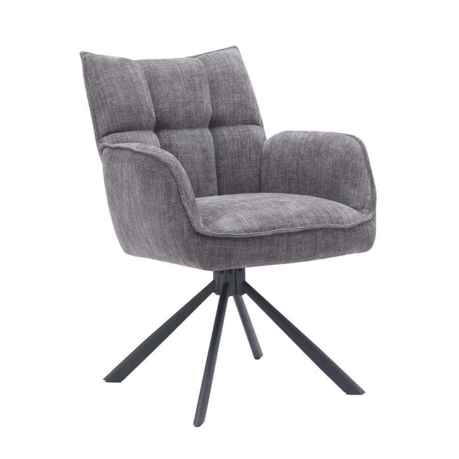 Marilla Lænestol i Graphite Polyester med Drejefunktion & Ben i Sort Metal fra Unique Furniture | B59xD65xH88 cm - Billede 5