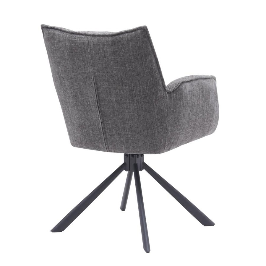 Marilla Lænestol i Graphite Polyester med Drejefunktion & Ben i Sort Metal fra Unique Furniture | B59xD65xH88 cm - Billede 6