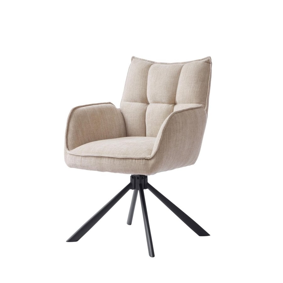 Marilla Lænestol i Linen Polyester med Drejefunktion & Ben i Sort Stål fra Unique Furniture | B59xD65xH88 cm - Billede 2