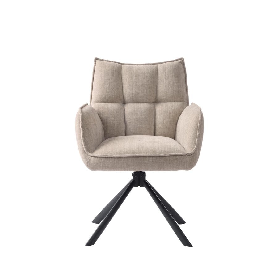 Marilla Lænestol i Linen Polyester med Drejefunktion & Ben i Sort Stål fra Unique Furniture | B59xD65xH88 cm - Billede 3