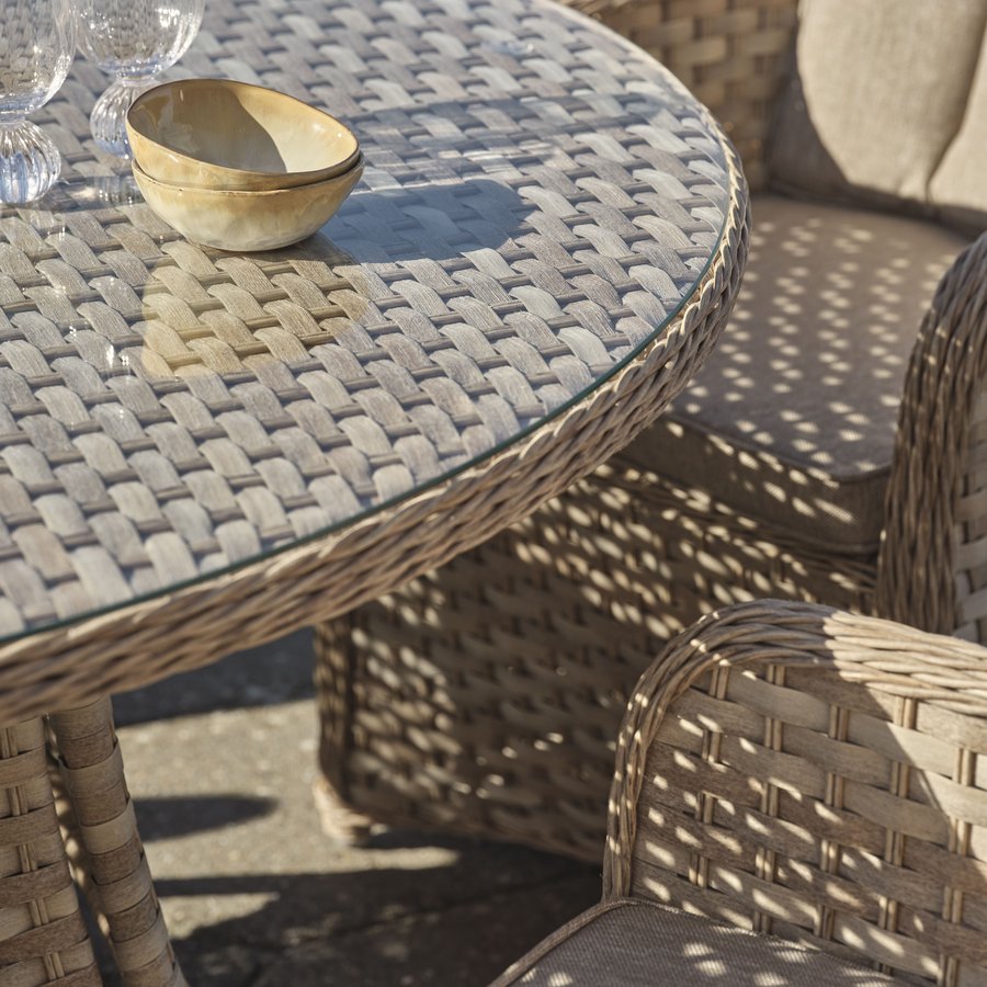 Cocos Rundt Udendørs Spisebord i Flettet Rattan med Glasplade fra Lexpo Living | Ø150x75 cm hos uniquebeds, home & living - Billede 5