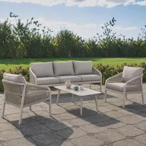 Cuba Udendørs Loungesæt i Aluminium & Reb fra Lexpo Living | Sand, Anthracite | Loungesofa + 2x Loungestole + Sofabord hos uniquebeds, home & living - Billede 6