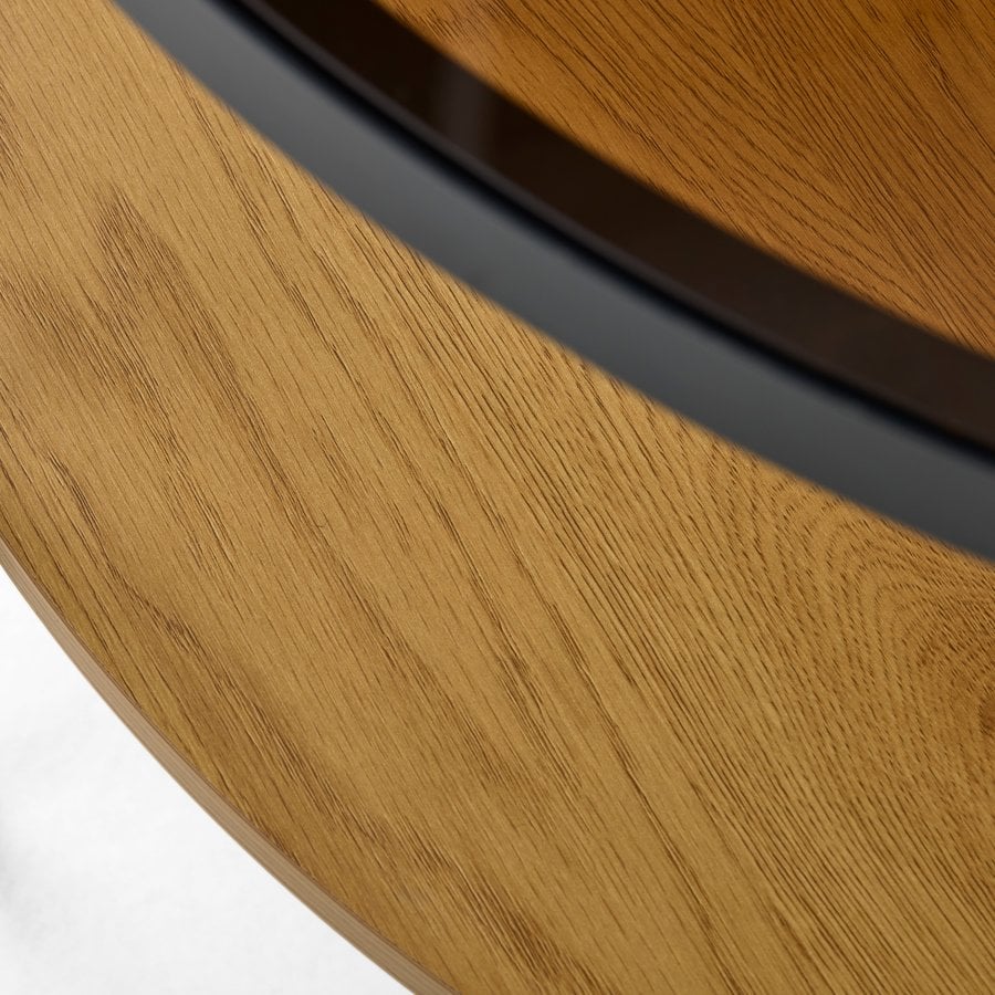 Hassel Sofabord i Tawny Egetræ Melamin & Glas & Stel i Sort Metal fra Unique Furniture | Ø84x45.5 cm - Billede 3