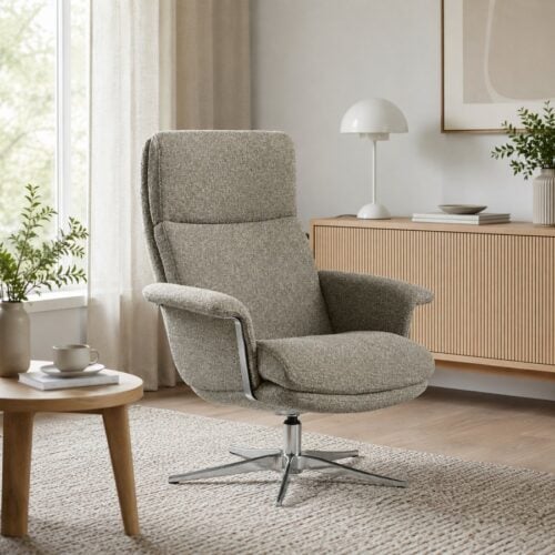 Jake Lænestol i Møbelstof med Drejestel & Justerbart Ryglæn fra Lexpo Living | Fodskammel kan Tilkøbes | Flere Farver hos uniquebeds, home & living - Billede 5