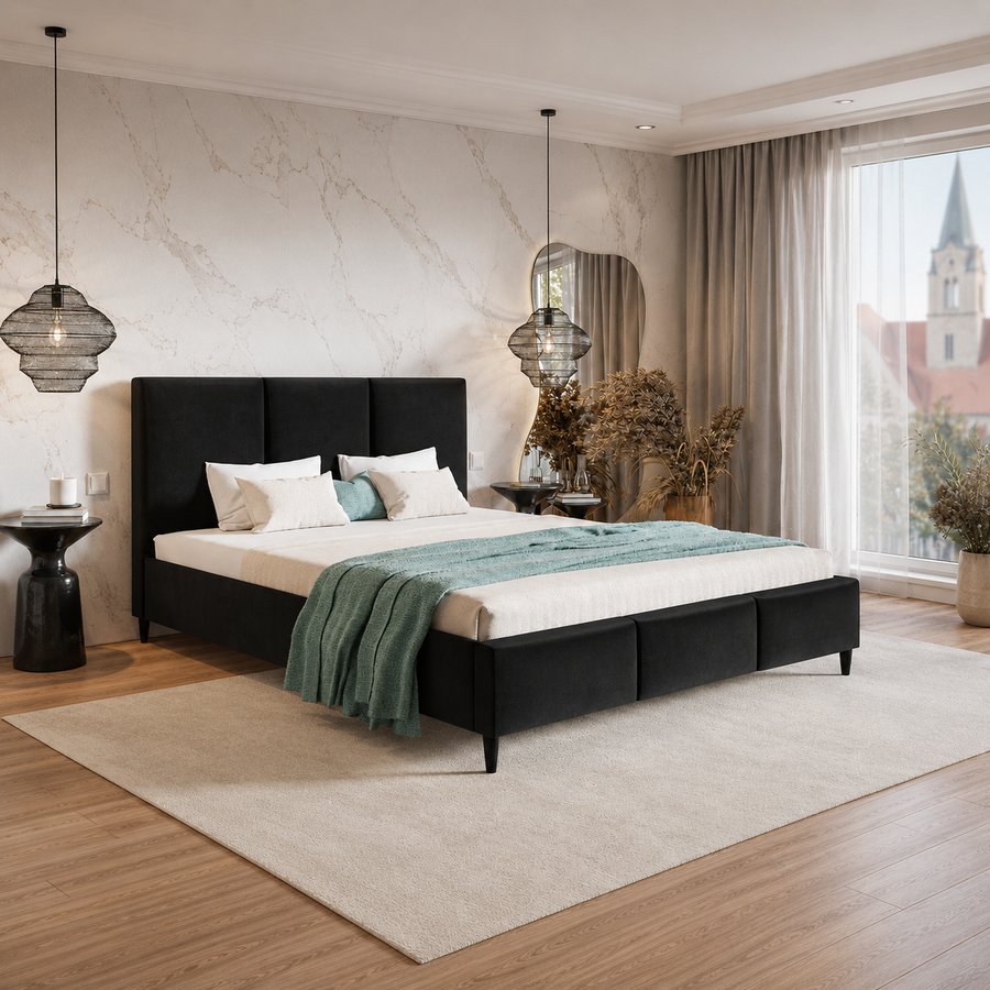 Lux Model 7 Polstret Sengeramme Fra CozyQuilt Sleep | Håndlaves i Møbelstof, Fløjl, Velour & Læder hos uniquebeds, home & living - Billede 4