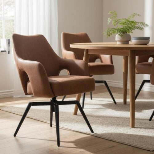 Amsterdam Spisebordsstol i Brun Microfiber med Swing Back & Stel i Sort Metal fra Hundevad & Co - Billede 1
