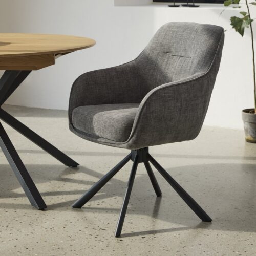 Avola Lænestol i Grafit Polyester med Drejefunktion & Ben i Sort Metal fra Unique Furniture | B59xD65xH89 cm - Billede 1