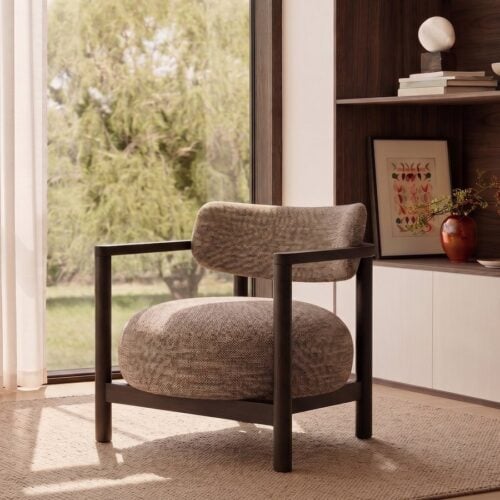 Boone Lænestol i Terracotta Stof & Ben i Espresso Olieret Egetræ fra Unique Furniture | D70xB67.5xH70 cm - Billede 1