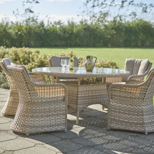 Cocos Rundt Udendørs Spisebord i Flettet Rattan med Glasplade fra Lexpo Living | Ø150x75 cm hos uniquebeds, home & living - Billede 6