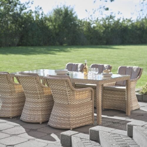 Cocos Udendørs Spisebord i Flettet Rattan med Glasplade fra Lexpo Living | 100x230 cm hos uniquebeds, home & living - Billede 3