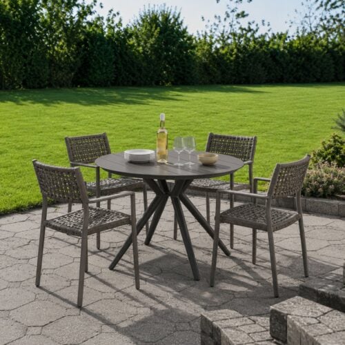 Corfu Rundt Udendørs Spisebord i Aluminium fra Lexpo Living | Sort | Ø90x75 cm hos uniquebeds, home & living - Billede 4